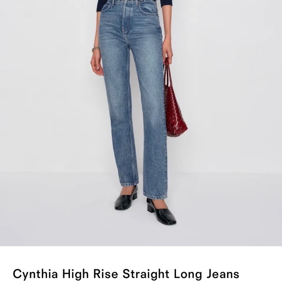 Reformation Denim - Reformation Cynthia High Rise Straight Leg Jeans Size 31 Long Button Fly Denim